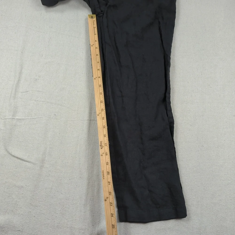 Quince Pants Womens Medium Black European Linen Casual Office
